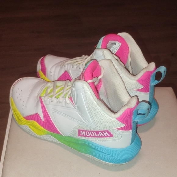 Moolah Girls High-Top Sneakers - White, Pink, Yellow Size 6.5y - Picture 5 of 11